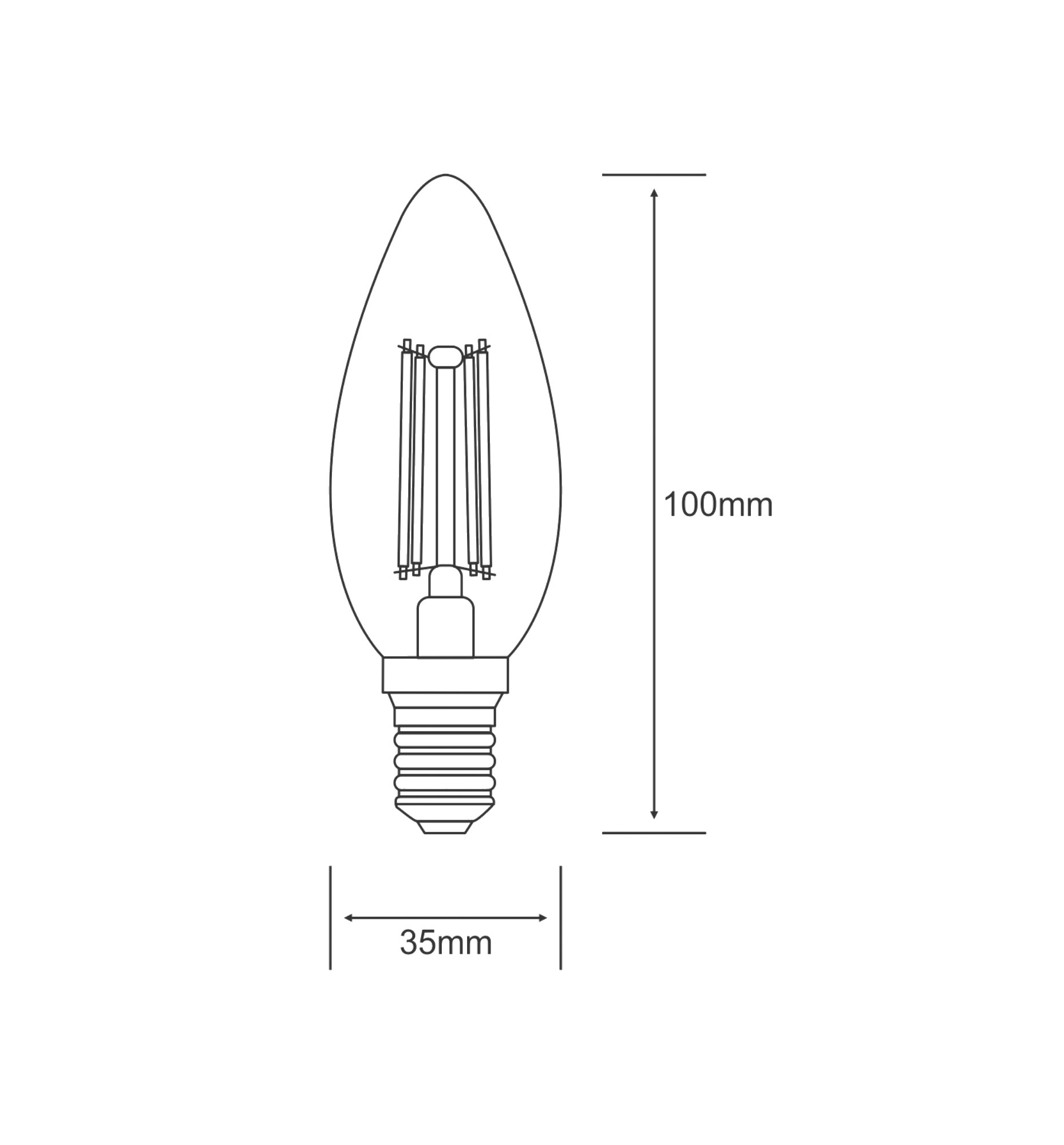 763411233  Value Classic LED Candle E14 Dimmable 4W 2700K 470lm